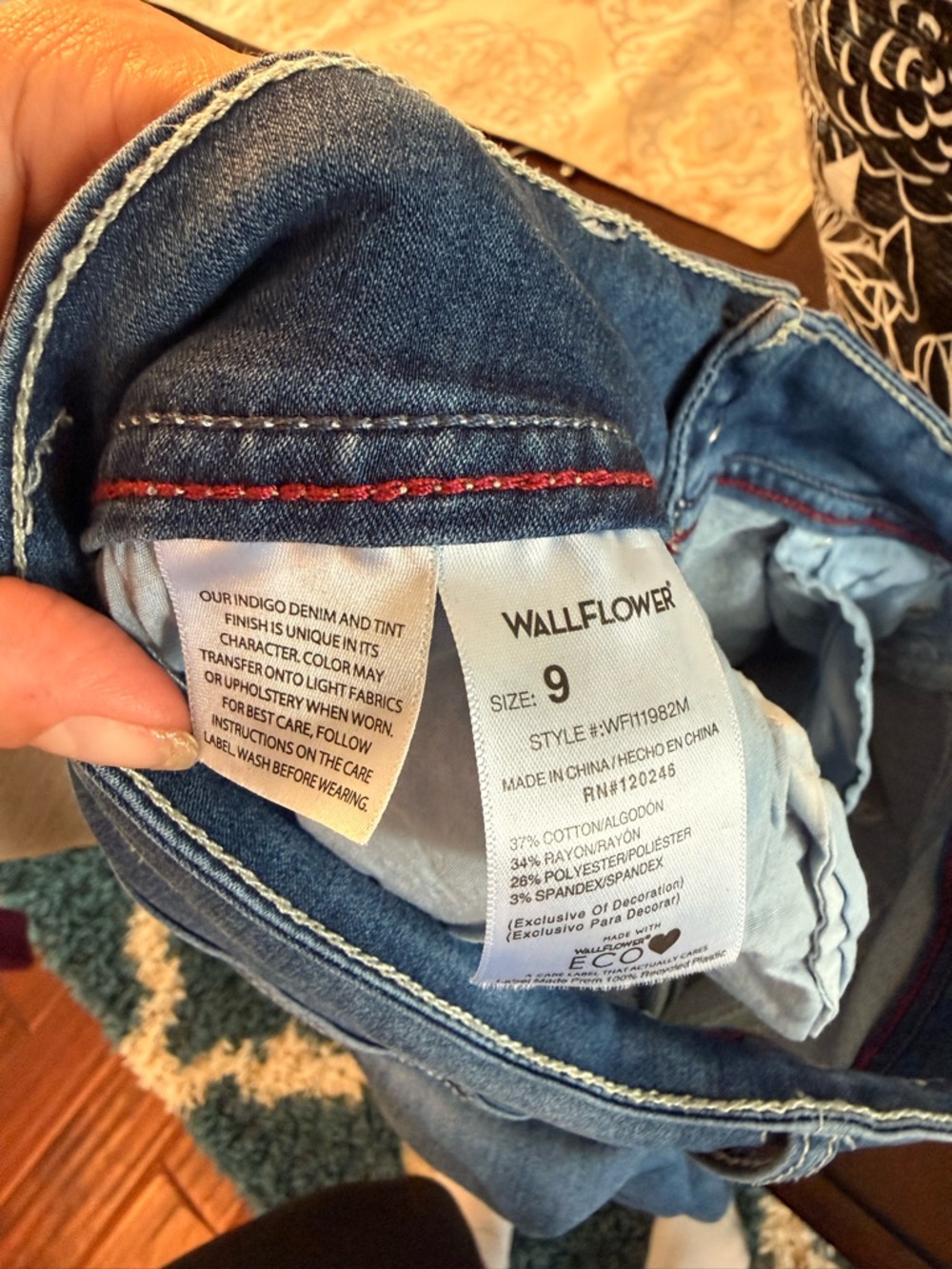 Wallflower Mid Wash Cropped Cuffed Jeans - Picture 5 of 8